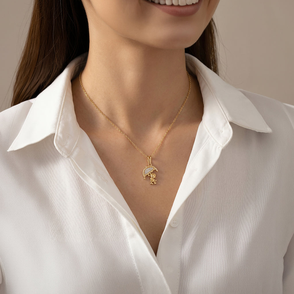 18KT Gold Plated Umbrella Kid Pendant