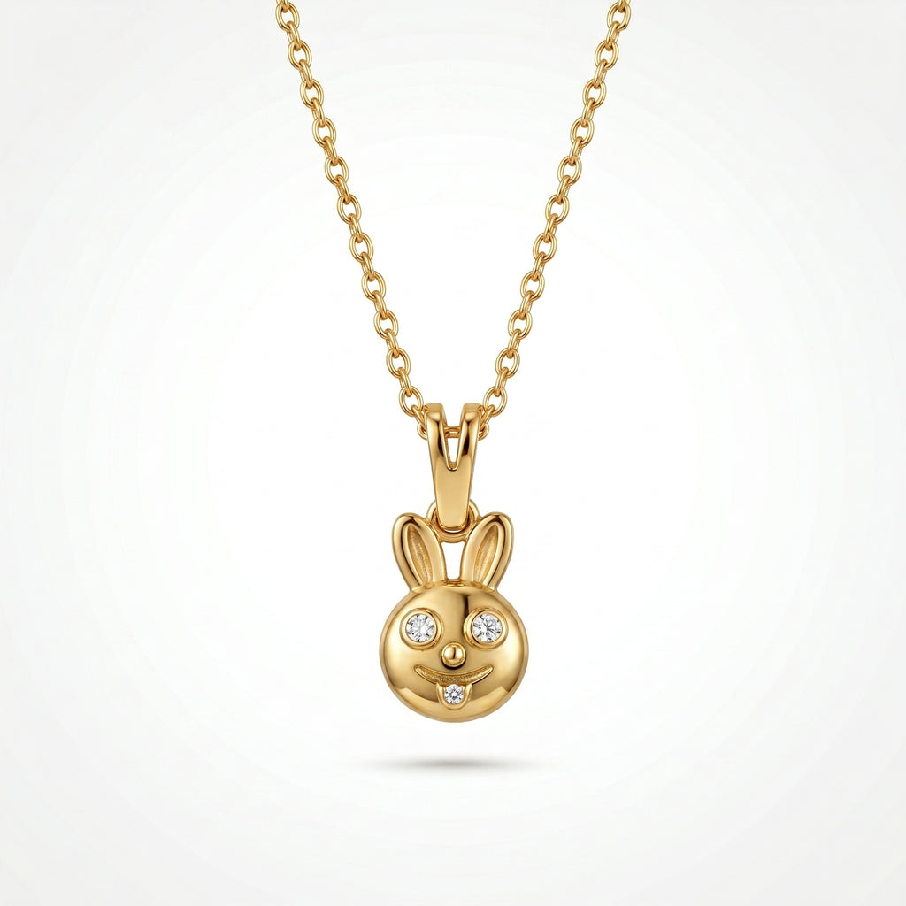 Gold Bunny Charm Pendant Necklace