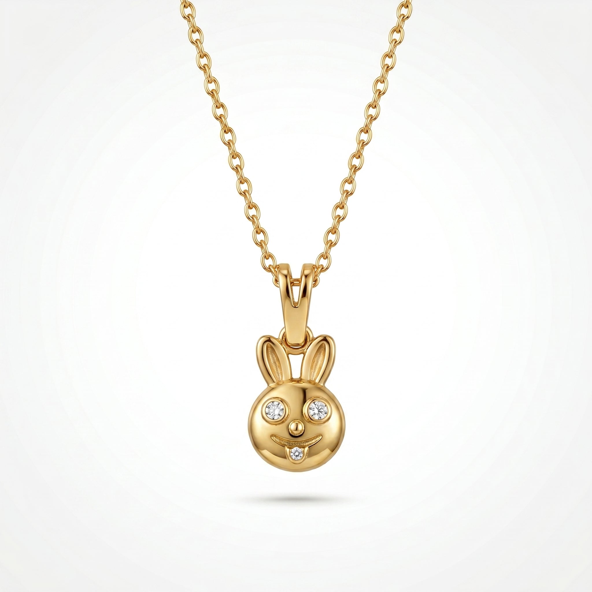 Gold Bunny Charm Pendant Necklace