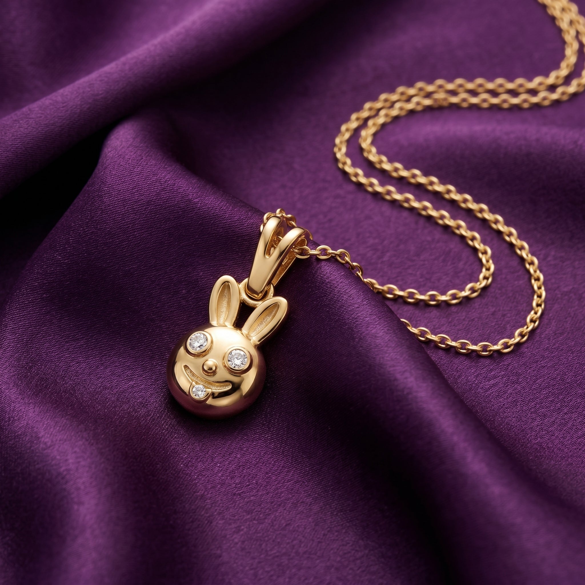 Gold Bunny Charm Pendant Necklace