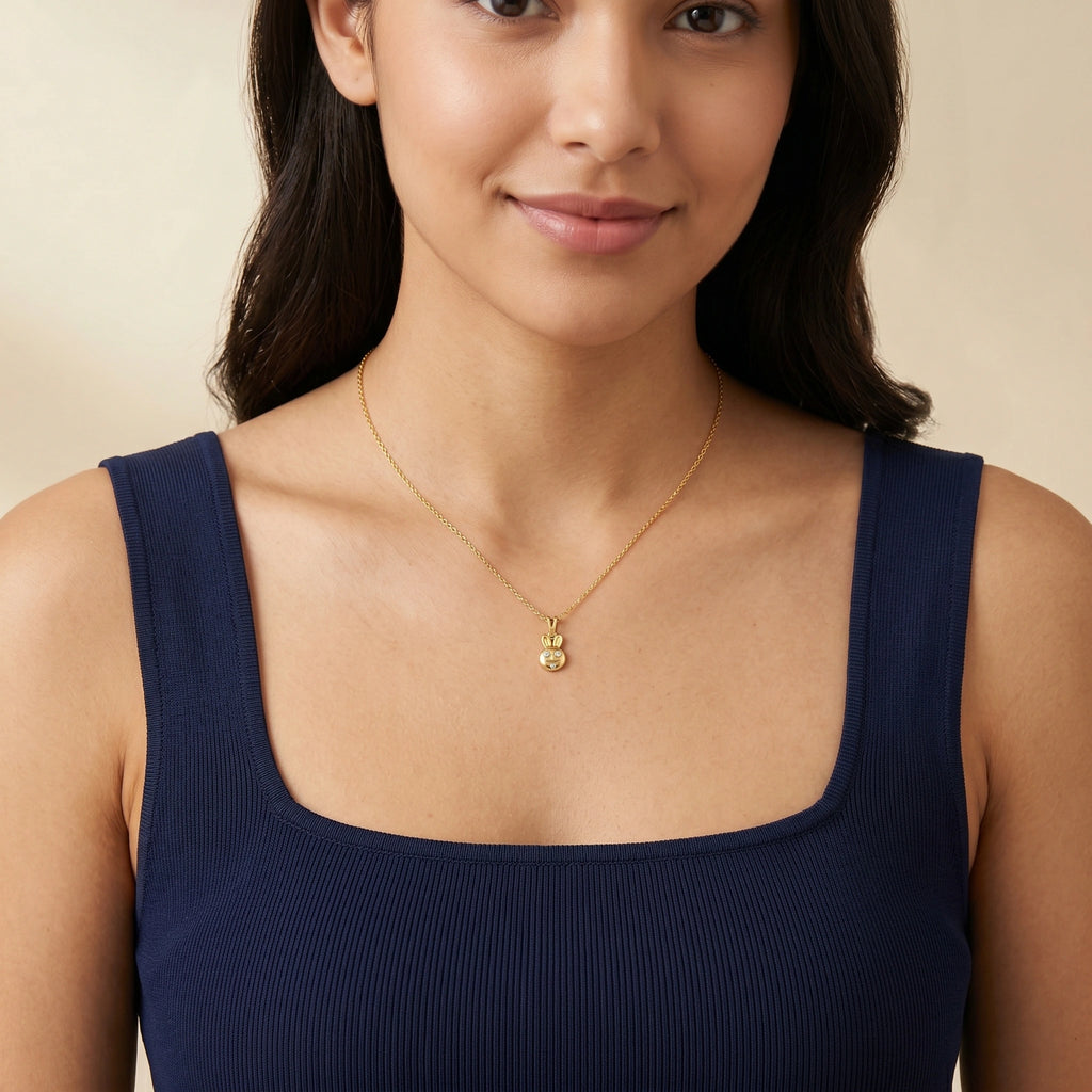 Gold Bunny Charm Pendant Necklace