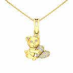 Gold Teddy Heart Charm Pendant
