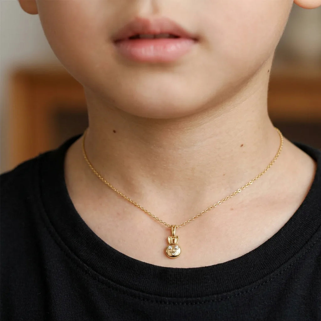 Gold Bunny Charm Pendant Necklace