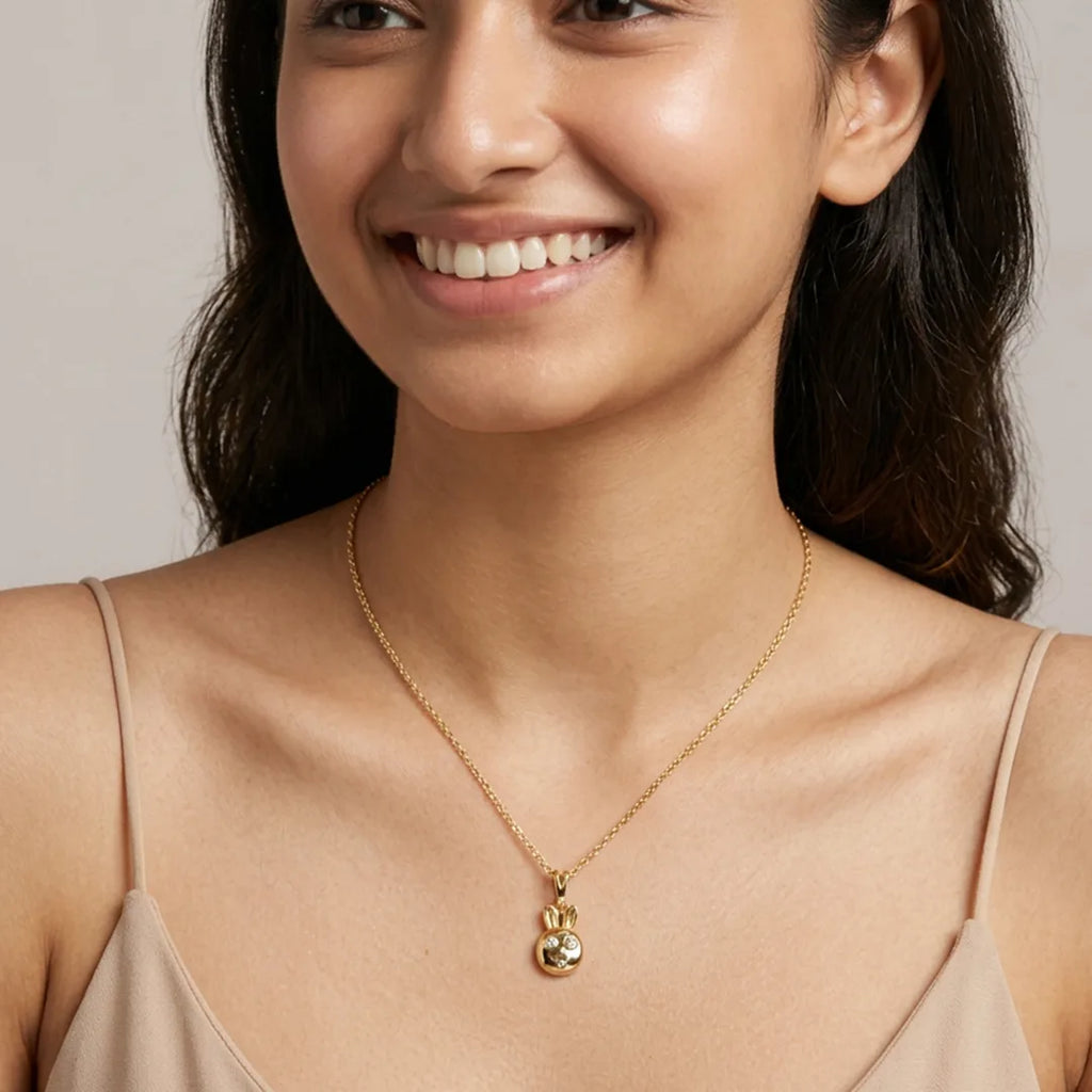 Gold Bunny Charm Pendant Necklace