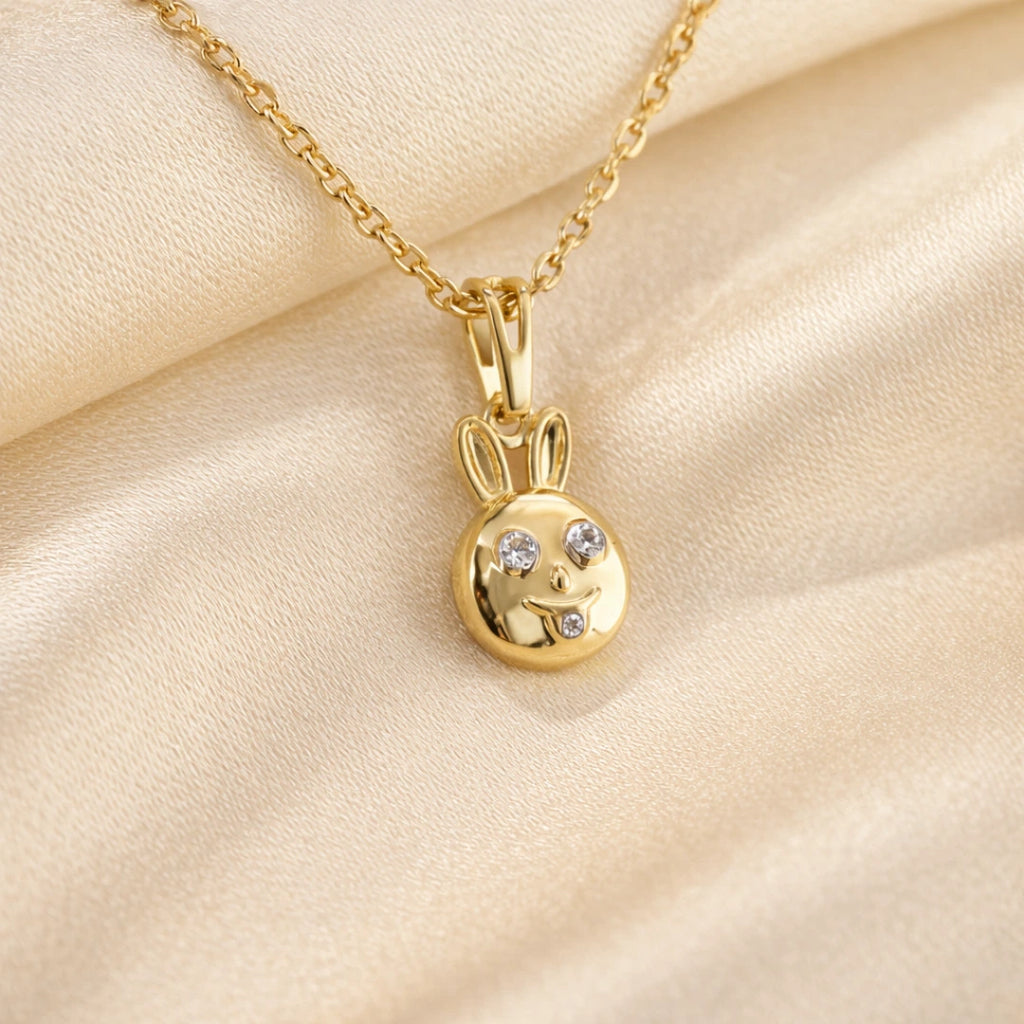 Gold Bunny Charm Pendant Necklace