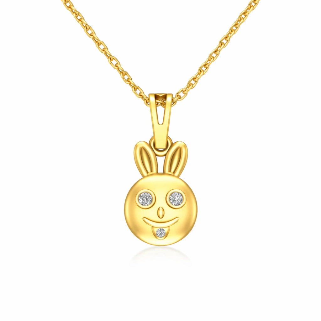 Gold Bunny Charm Pendant Necklace