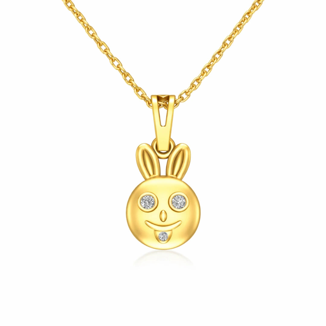 Gold Bunny Charm Pendant Necklace