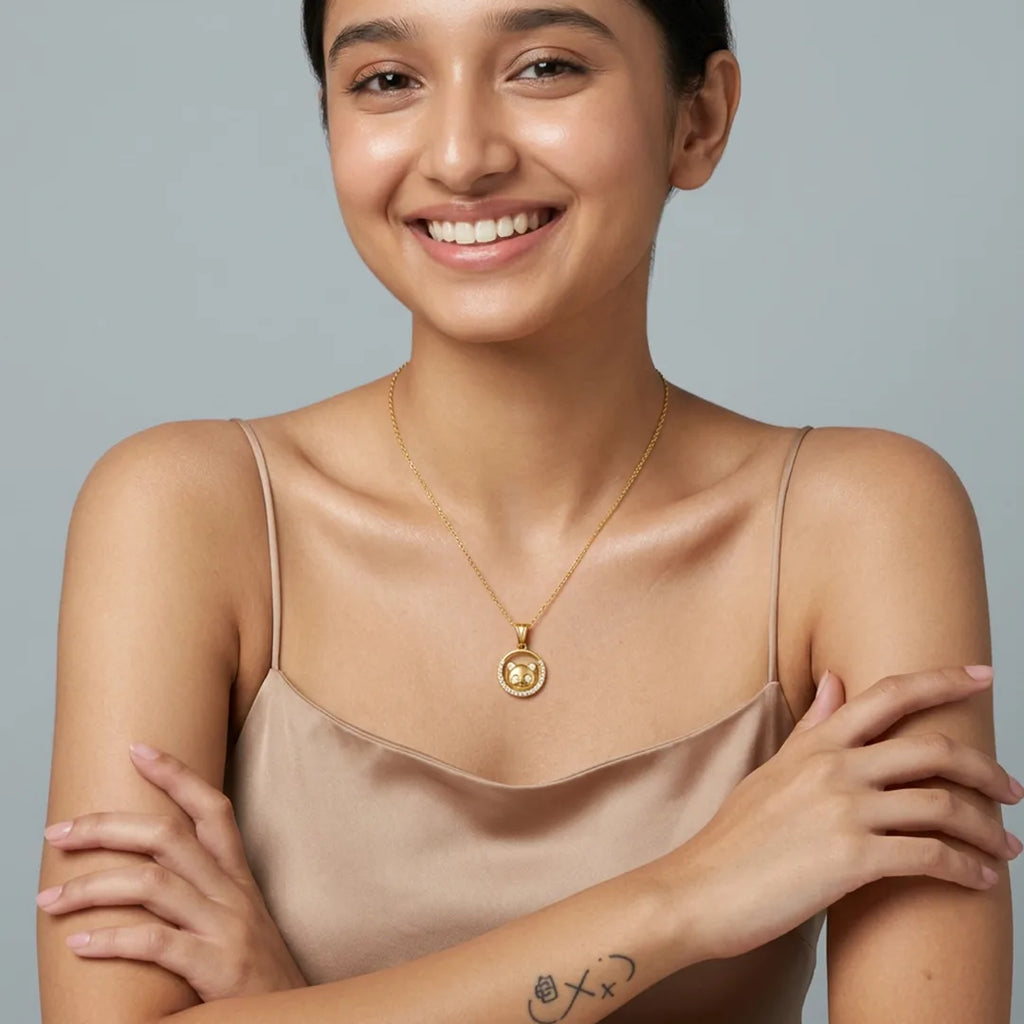 Gold Panda Charm Pendant Necklace
