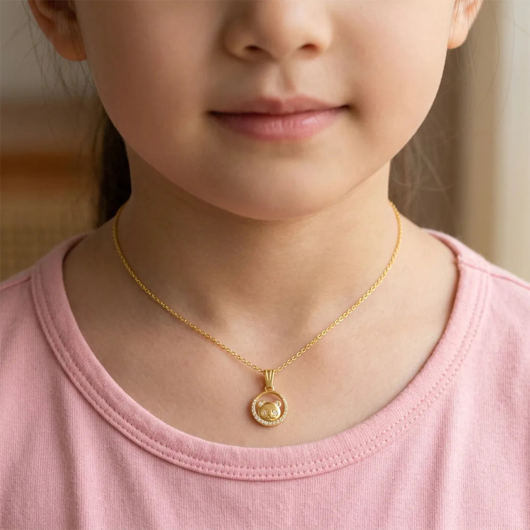 Gold Panda Charm Pendant Necklace