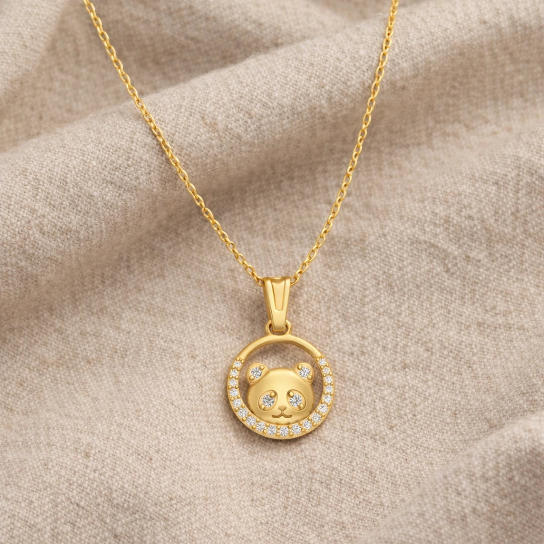 Gold Panda Charm Pendant Necklace