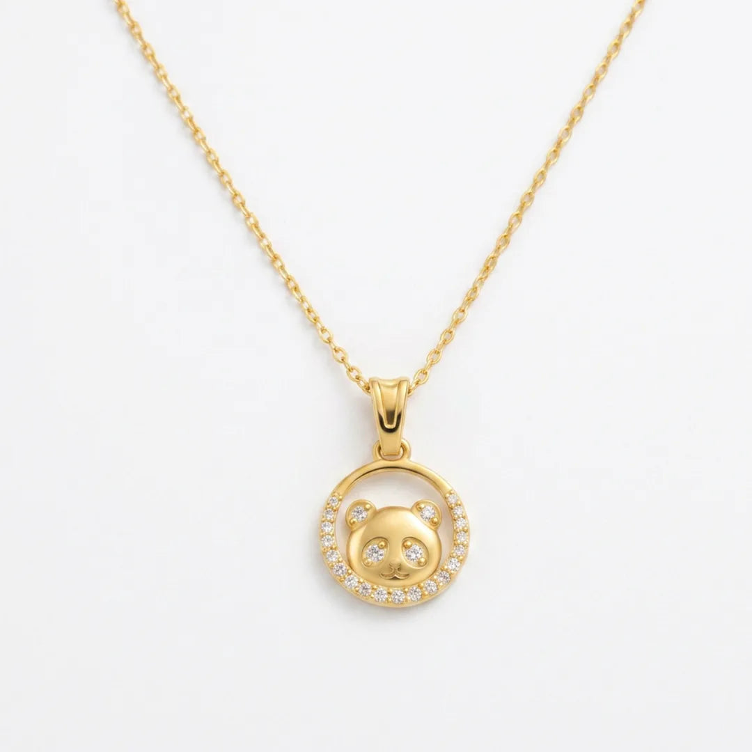 Gold Panda Charm Pendant Necklace