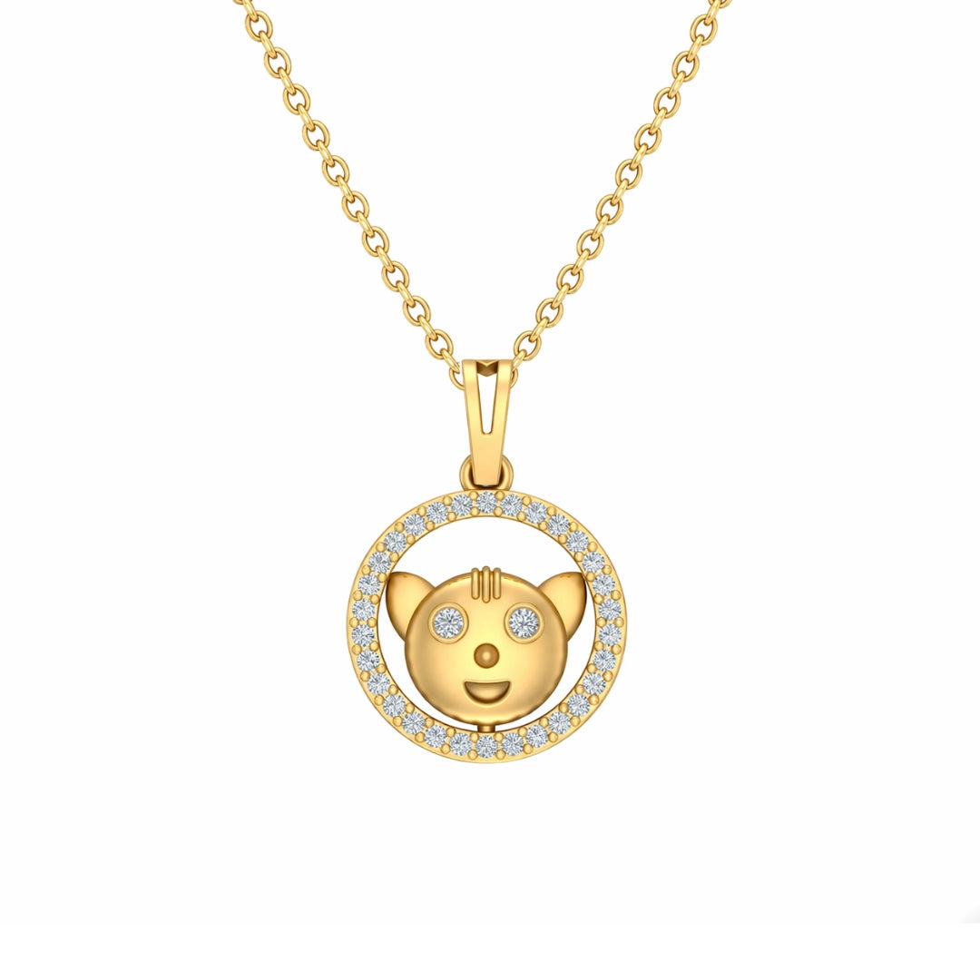 Gold Cute Bear Halo Pendant