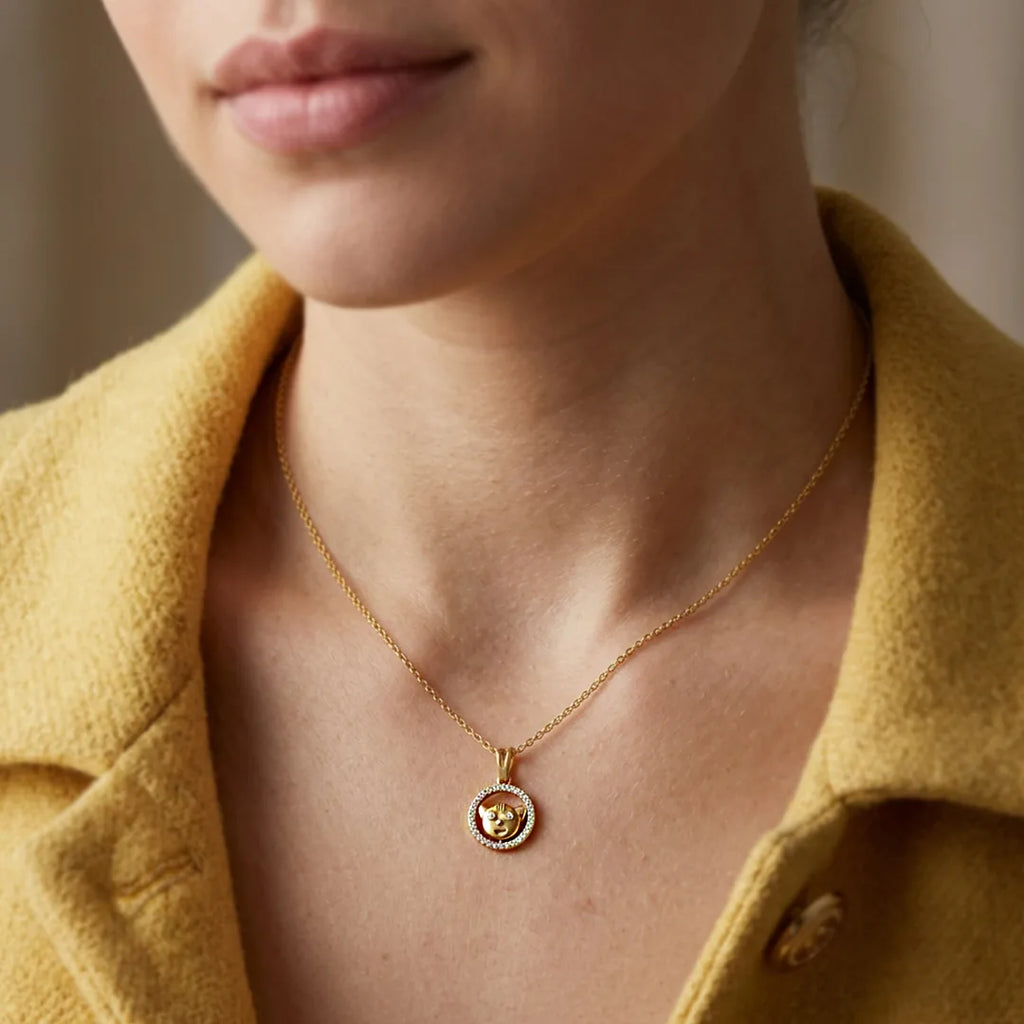 Gold Cute Bear Halo Pendant