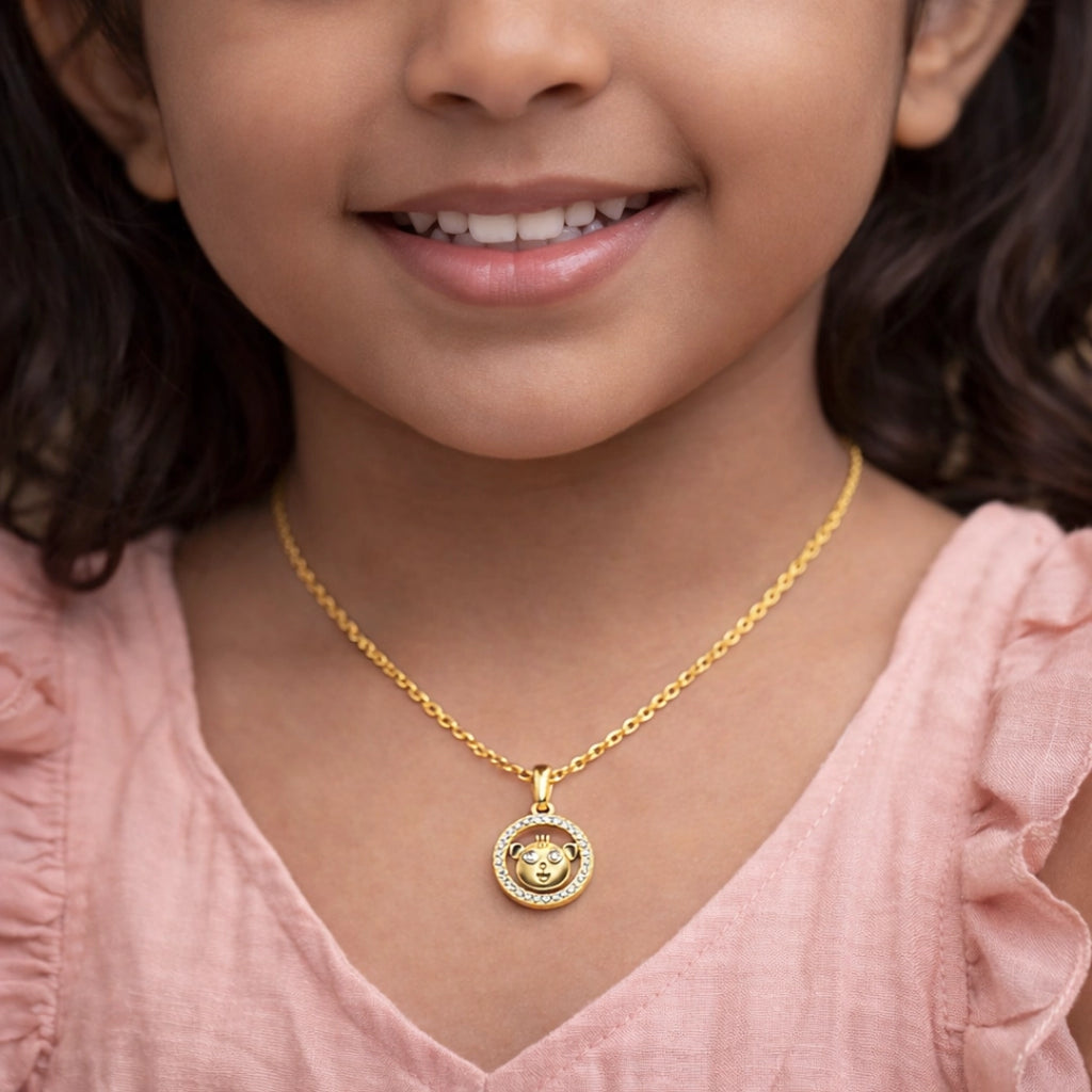 Gold Cute Bear Halo Pendant