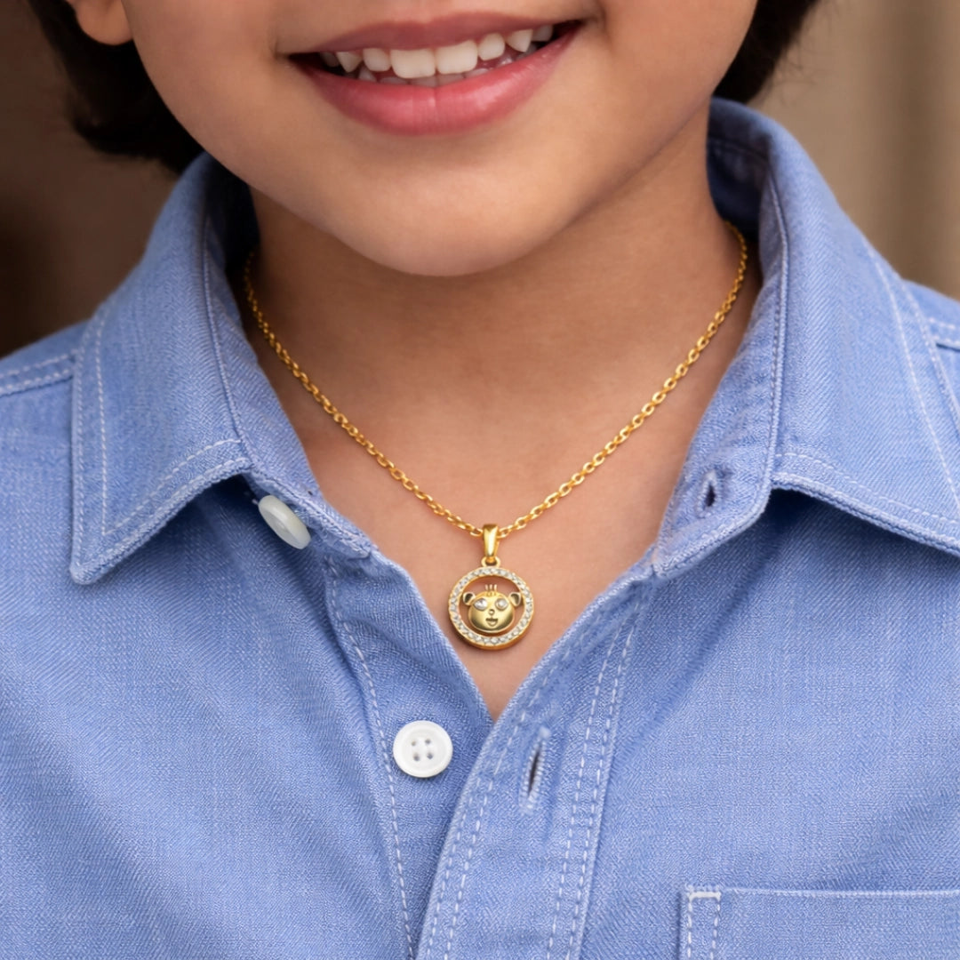 Gold Cute Bear Halo Pendant
