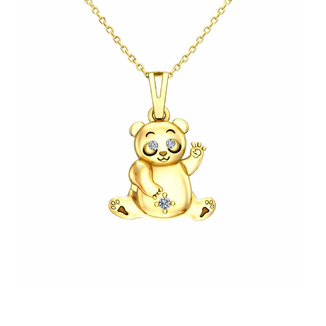 Gold Teddy Charm Pendant Necklace