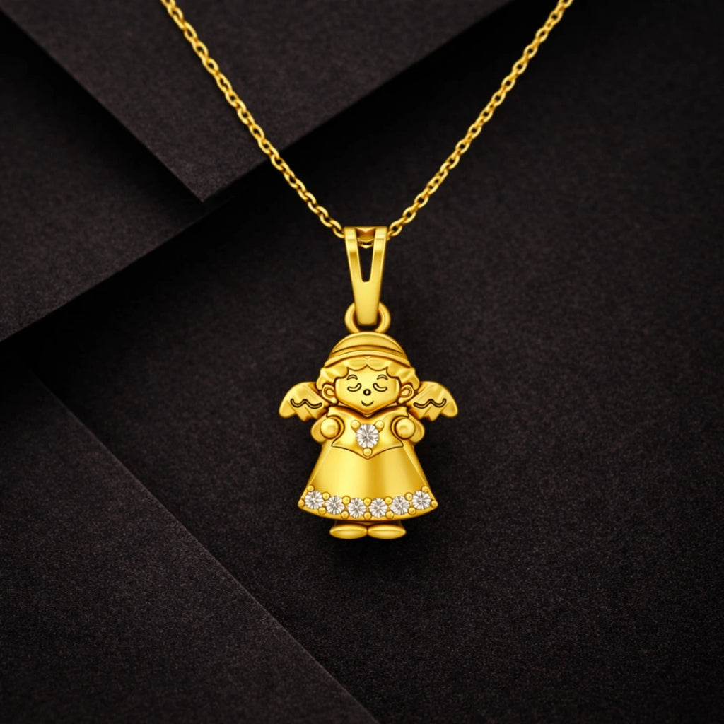 Gold Angel Charm Pendant Necklace