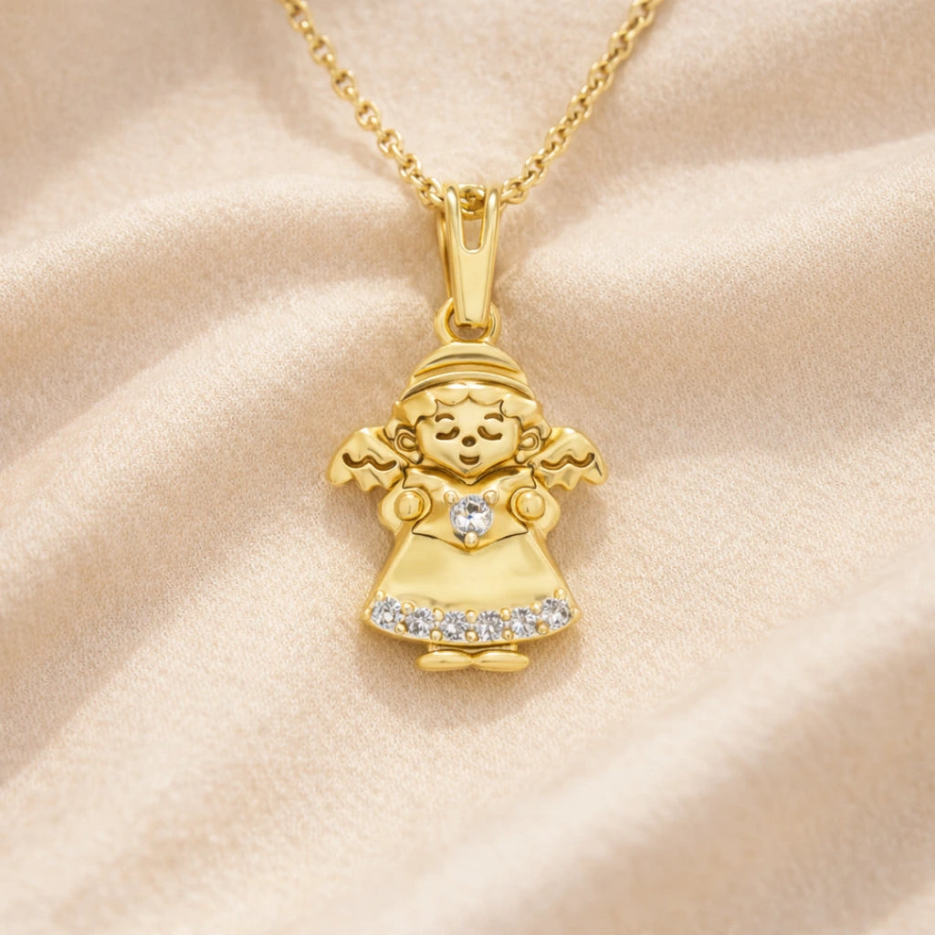 Gold Angel Charm Pendant Necklace