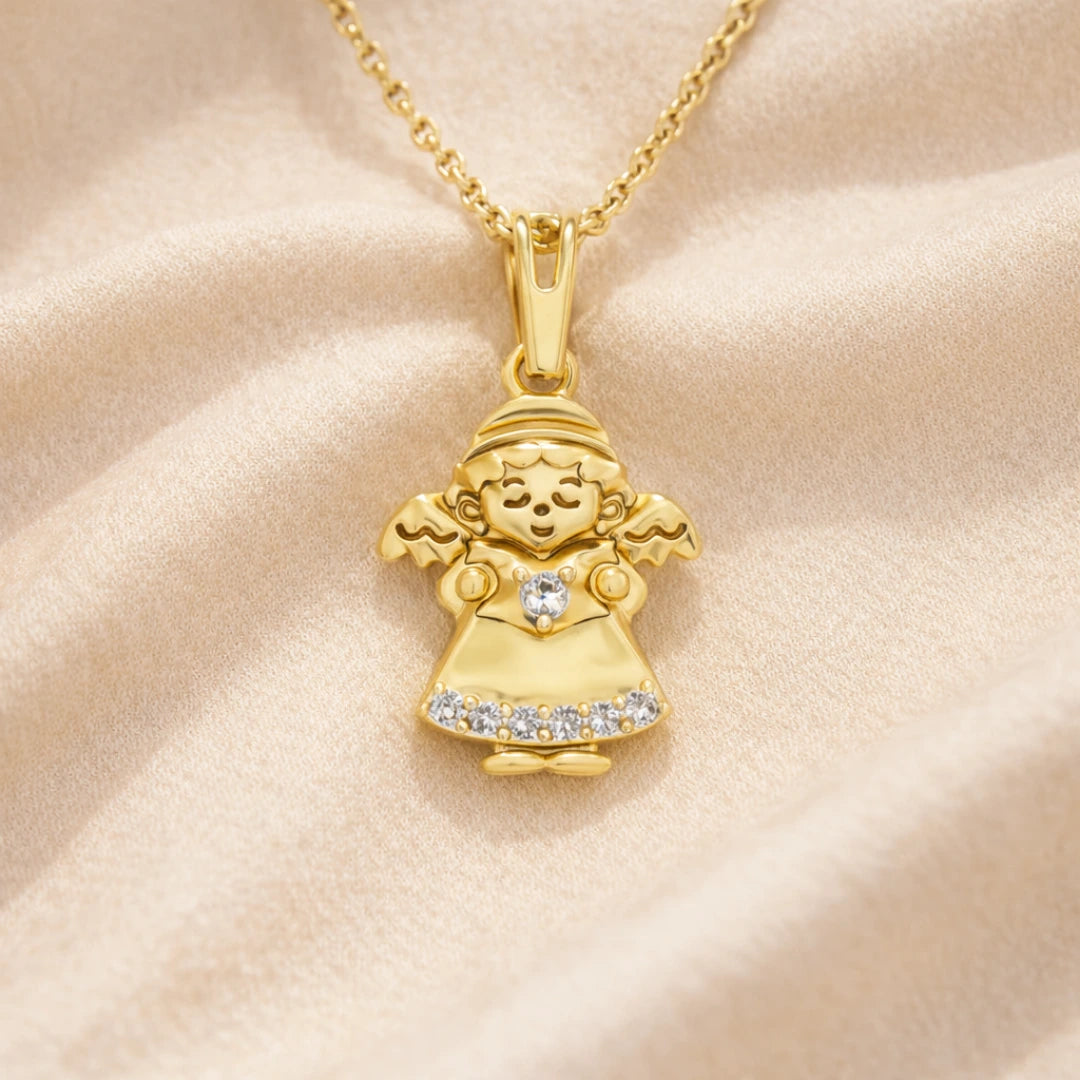 Gold Angel Charm Pendant Necklace