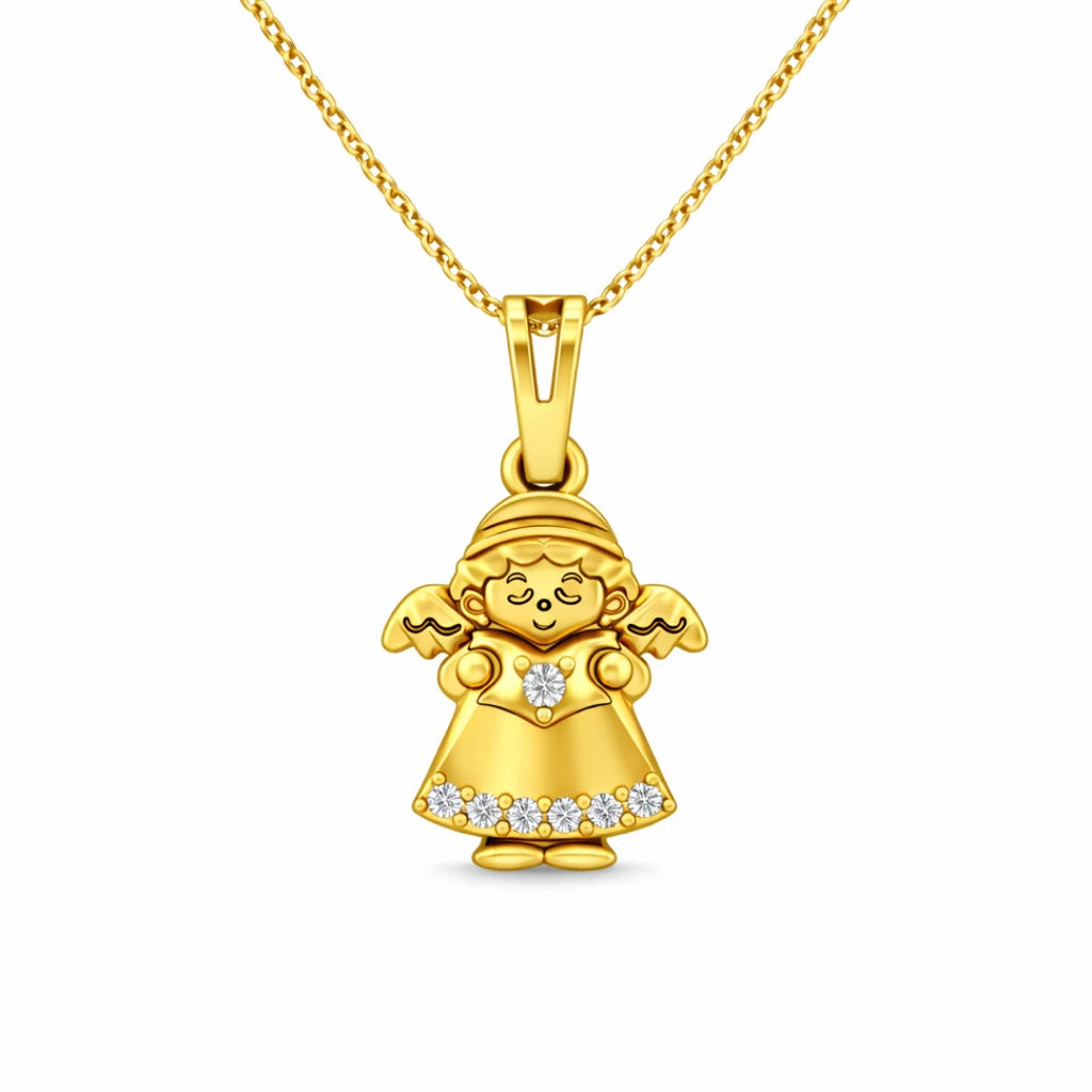 Gold Angel Charm Pendant Necklace