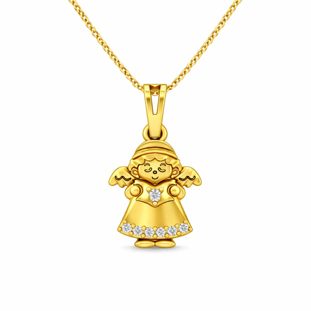Gold Angel Charm Pendant Necklace
