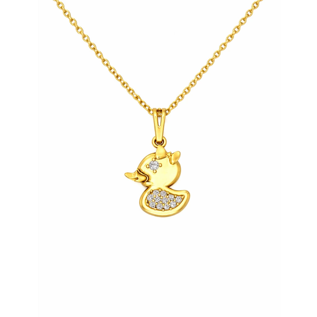 Gold Duck Charm Pendant Necklace