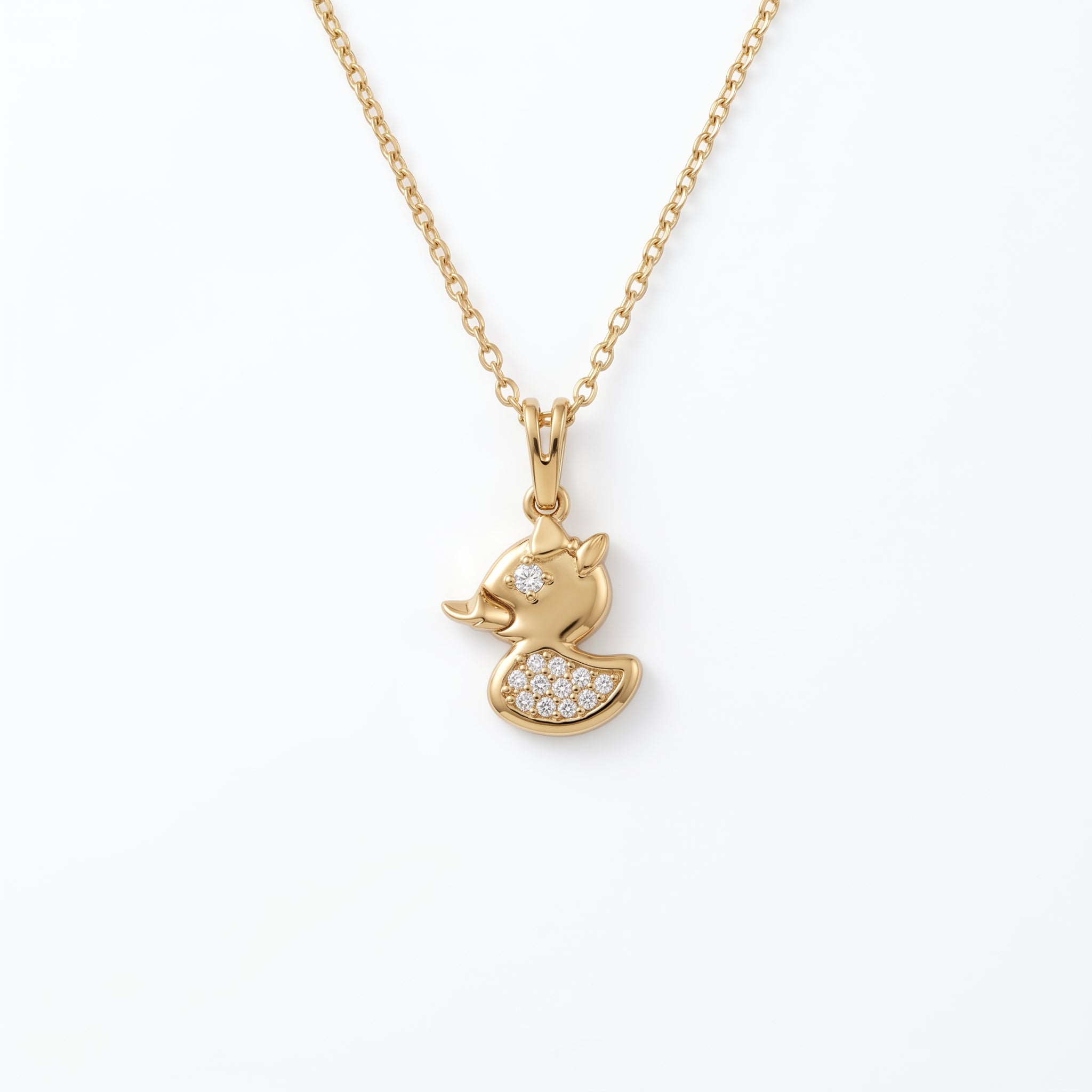 Gold Duck Charm Pendant Necklace