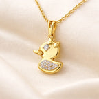 Gold Duck Charm Pendant Necklace