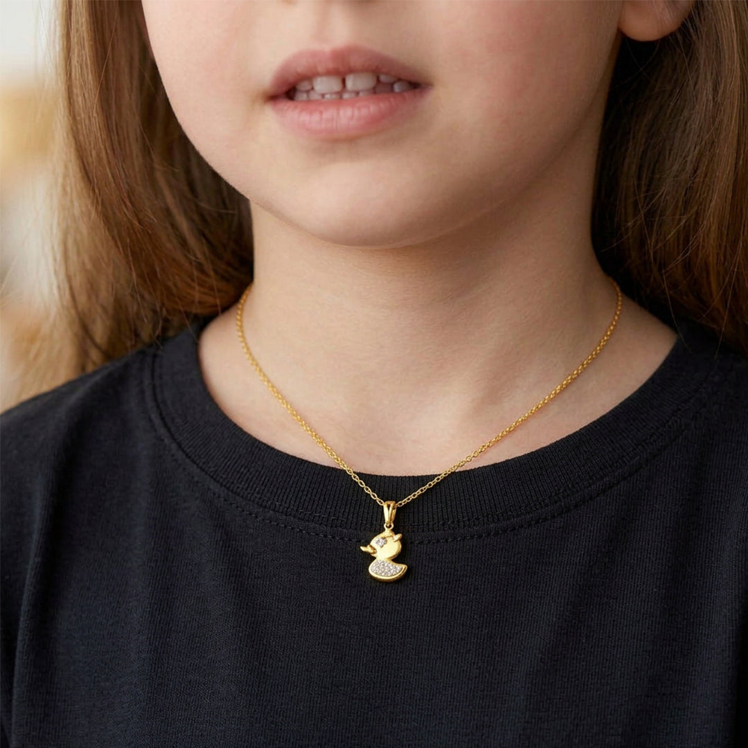 Gold Duck Charm Pendant Necklace