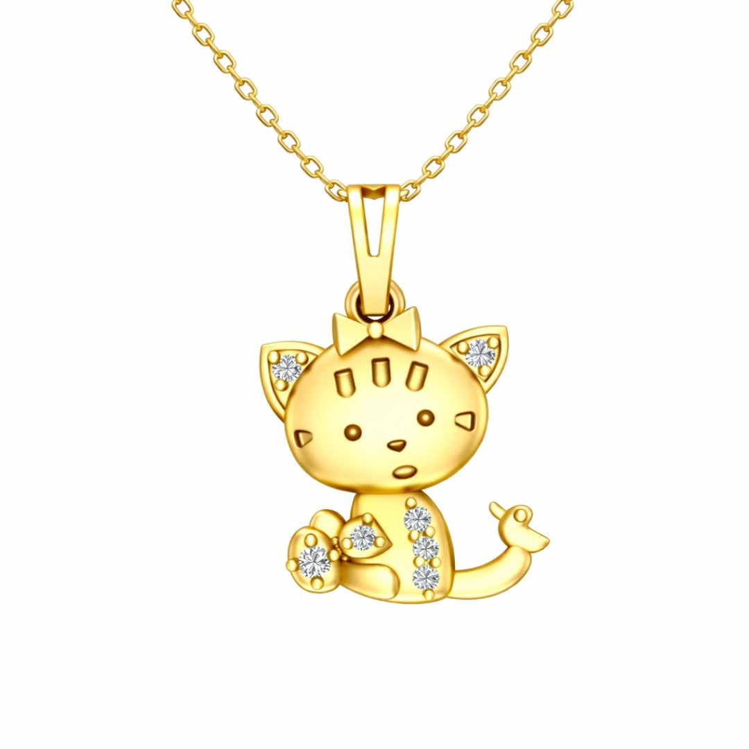 Gold Kitty Charm Pendant Necklace