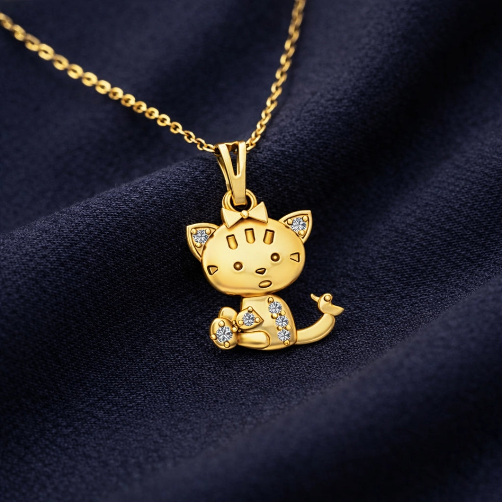 Gold Kitty Charm Pendant Necklace