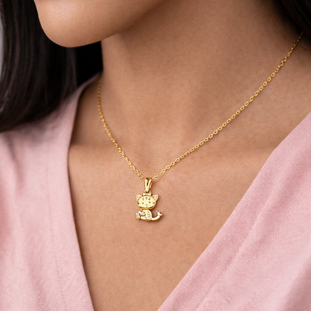 Gold Kitty Charm Pendant Necklace