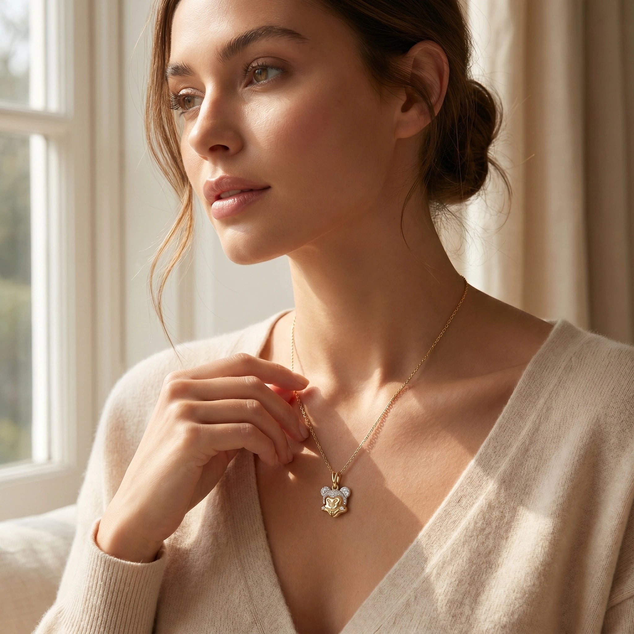 Gold Mickey Silhouette Pendant