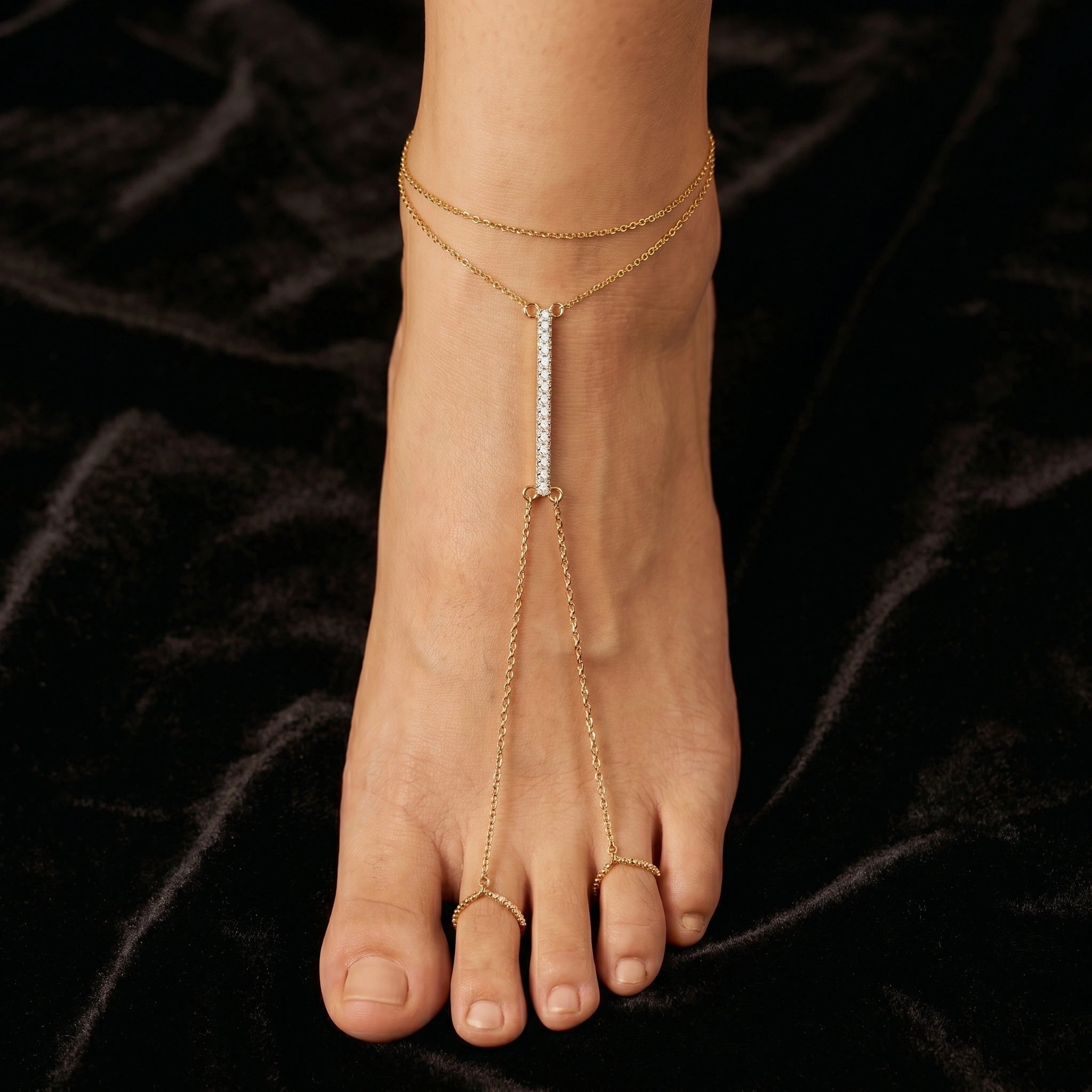 Gold Crystal Toe Anklet