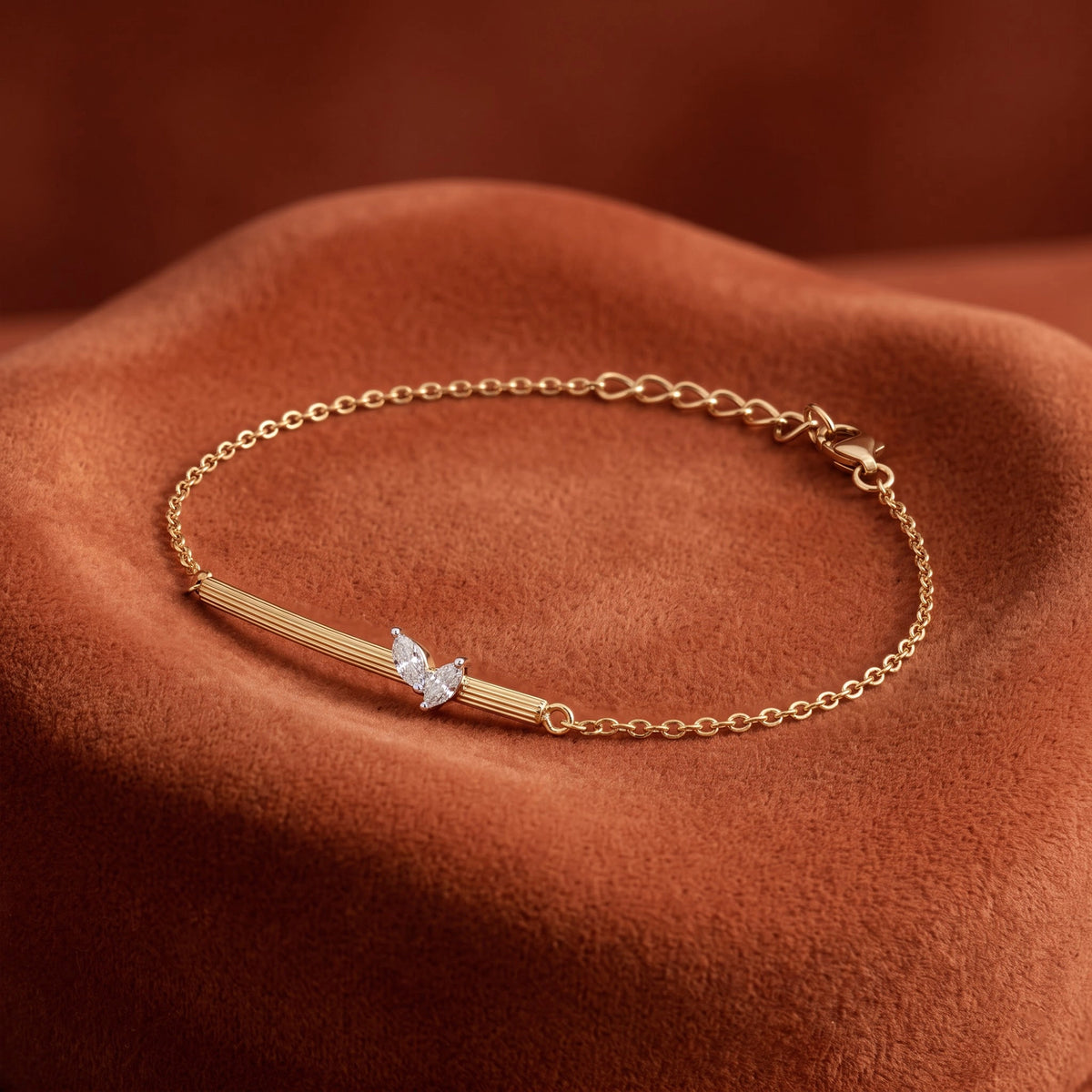 Gold Butterfly Bar Chain Bracelet