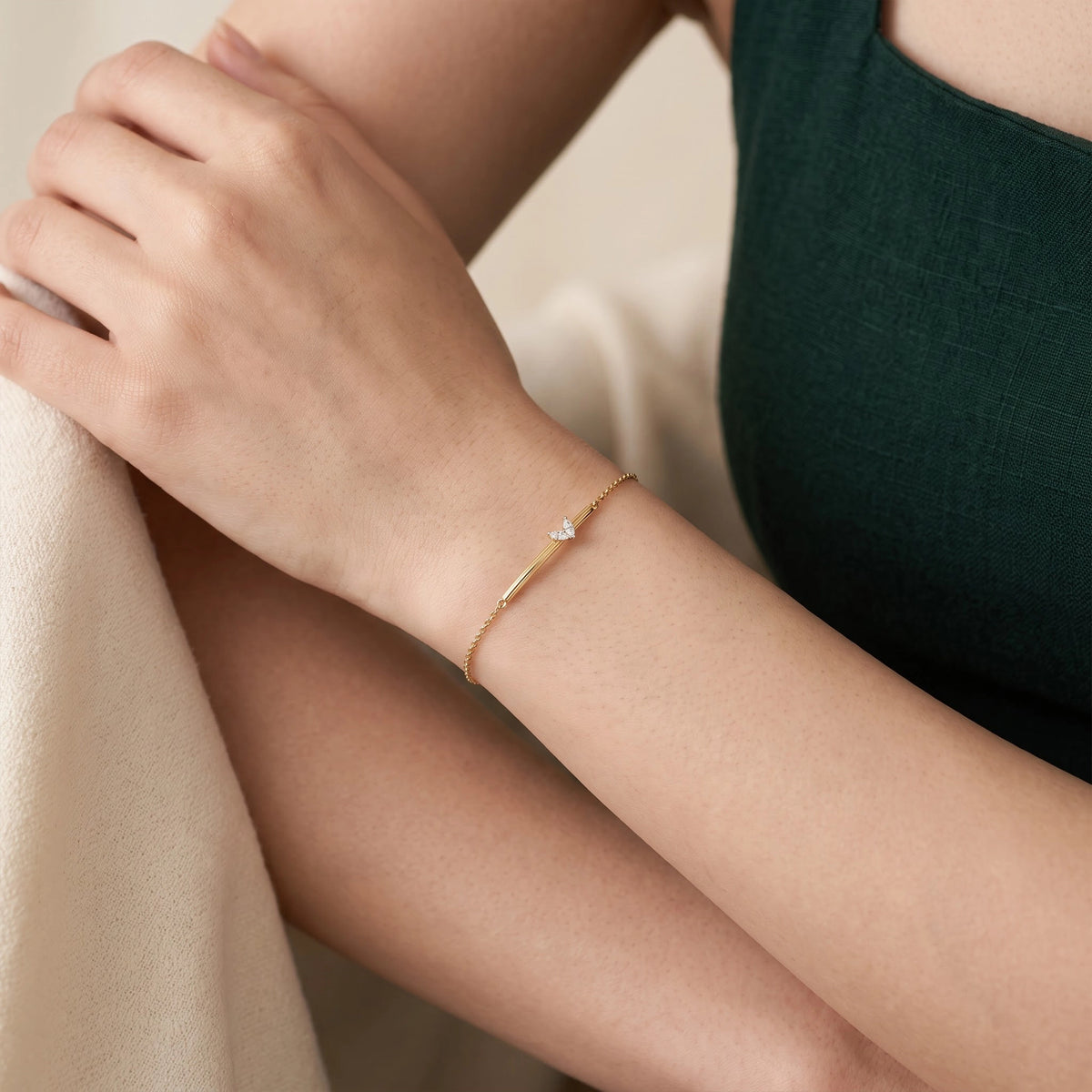 Gold Butterfly Bar Chain Bracelet