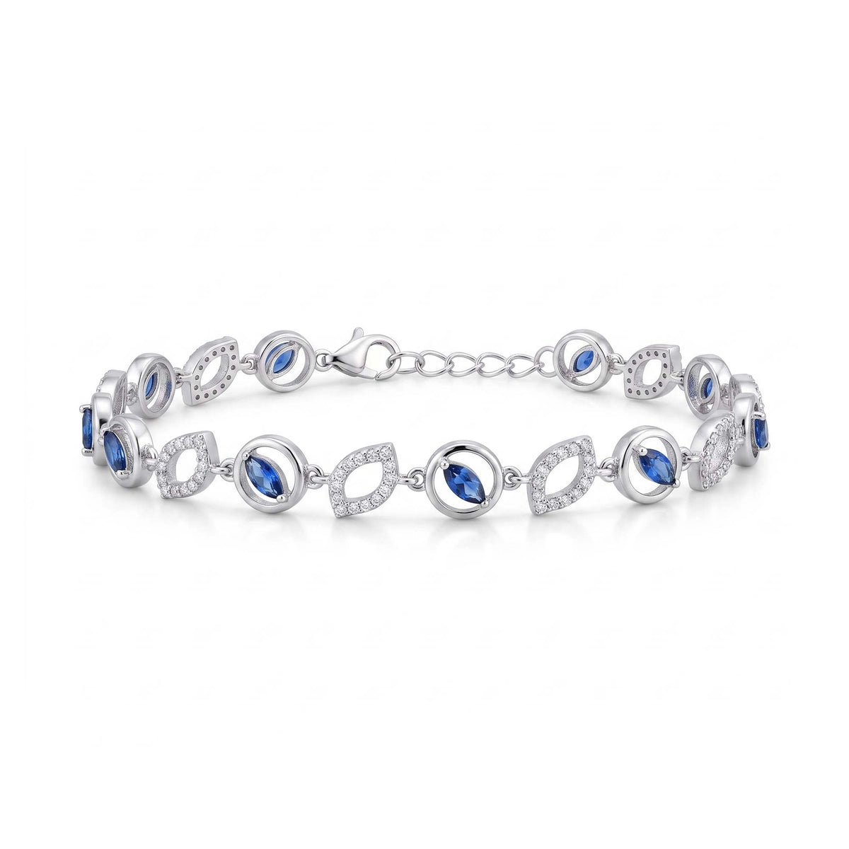 Silver Sapphire Glow Link Bracelet