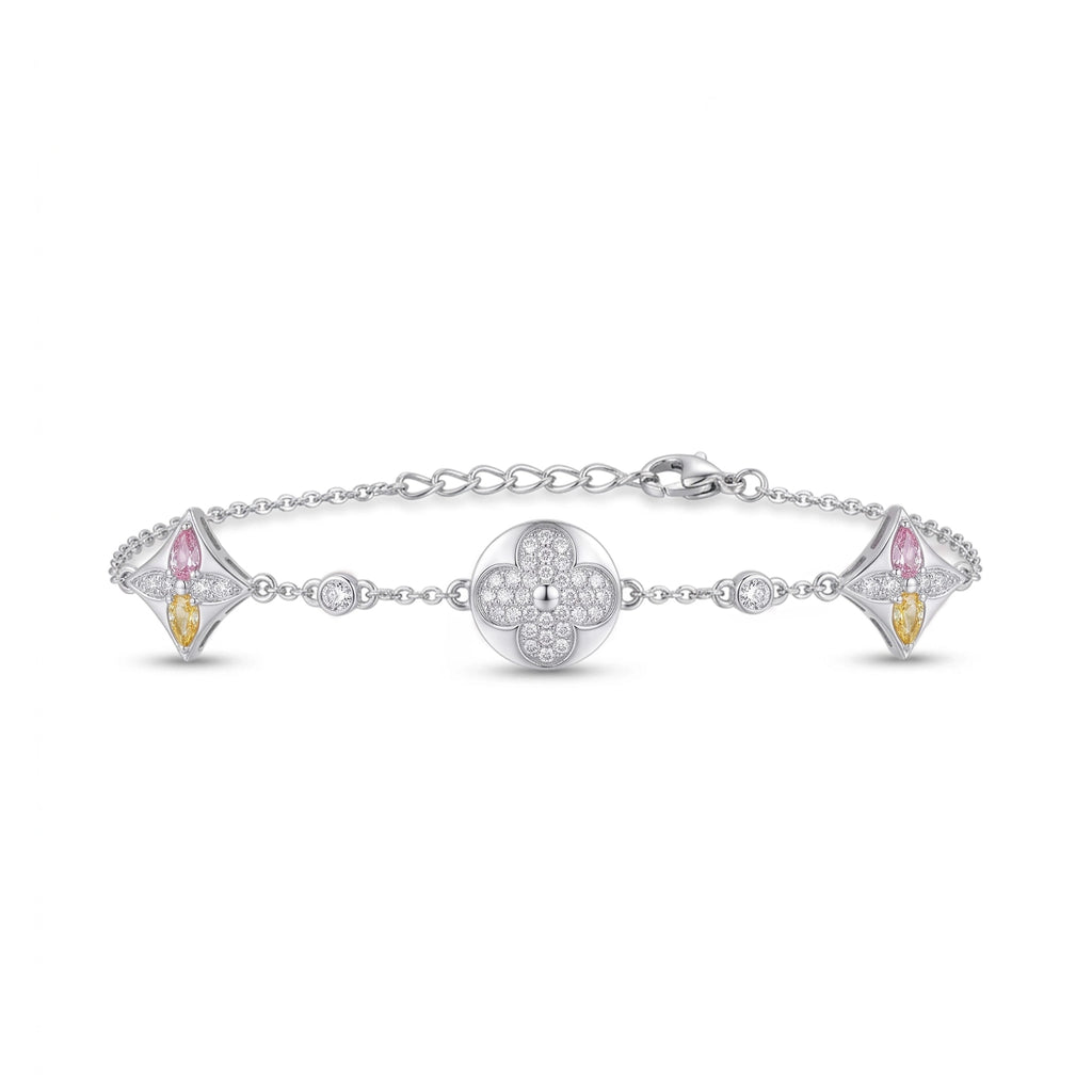 Silver Floral Charm Bracelet