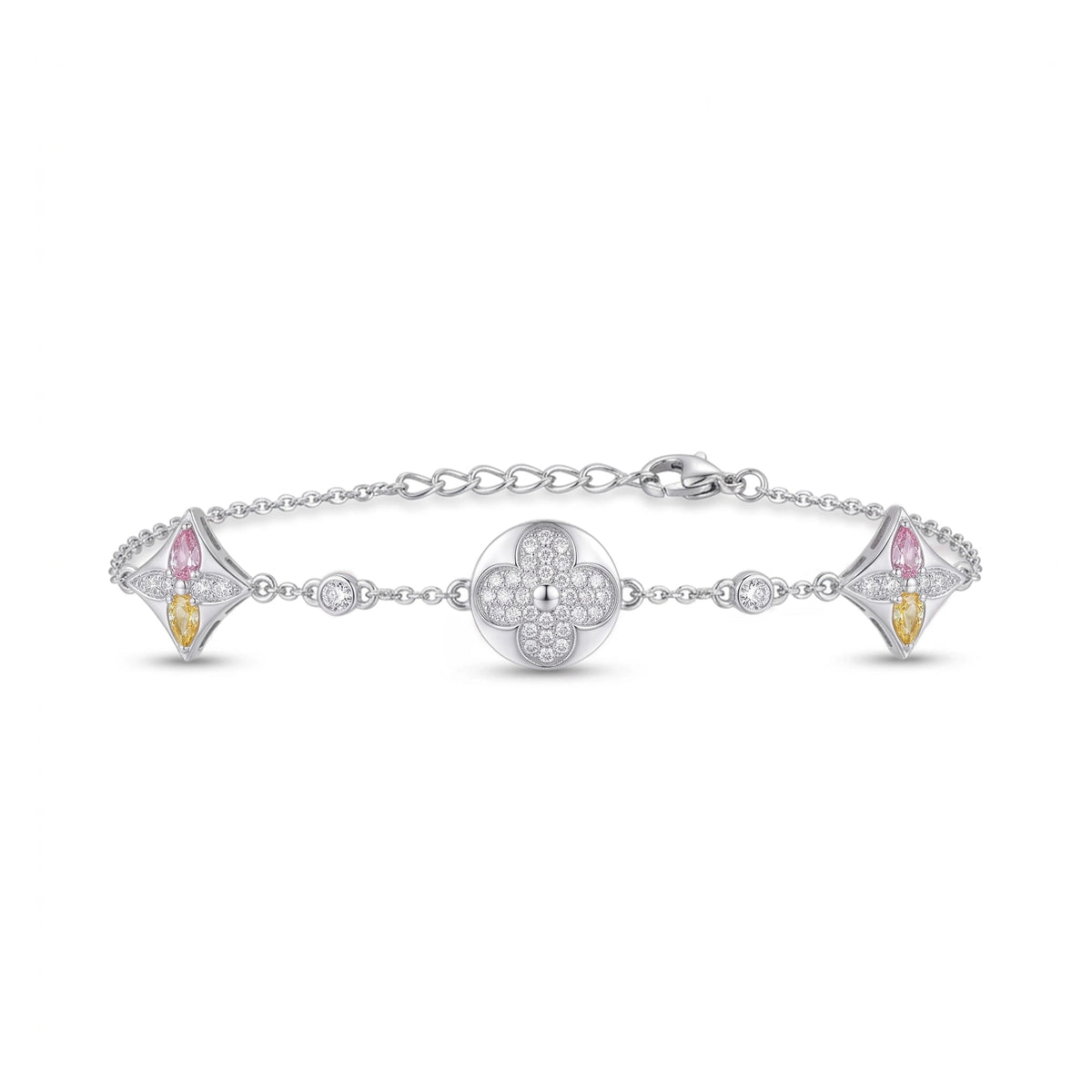 Silver Floral Charm Bracelet