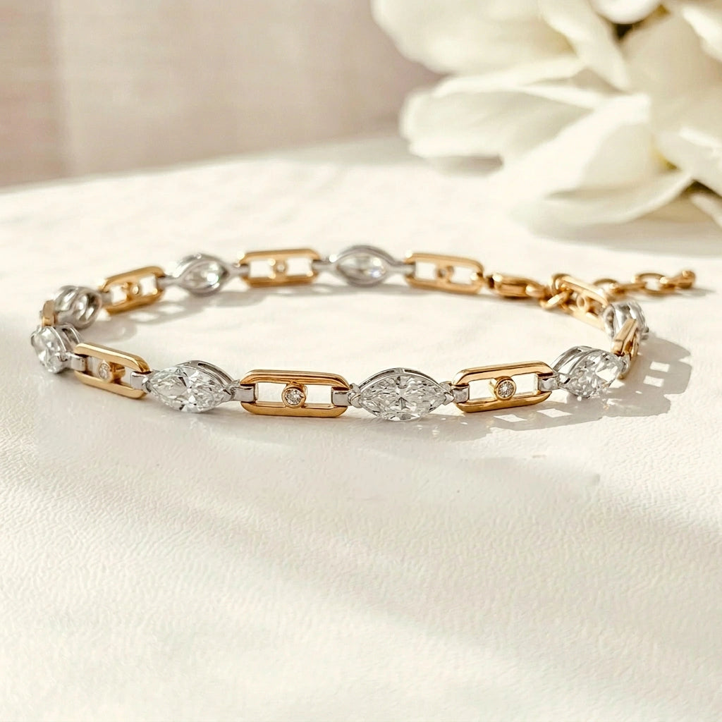 Gold Marquise Link Bracelet