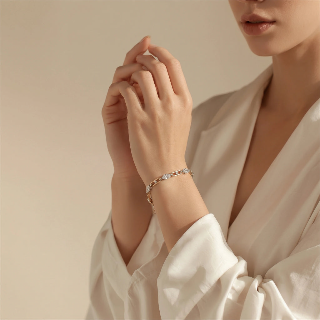 Gold Marquise Link Bracelet