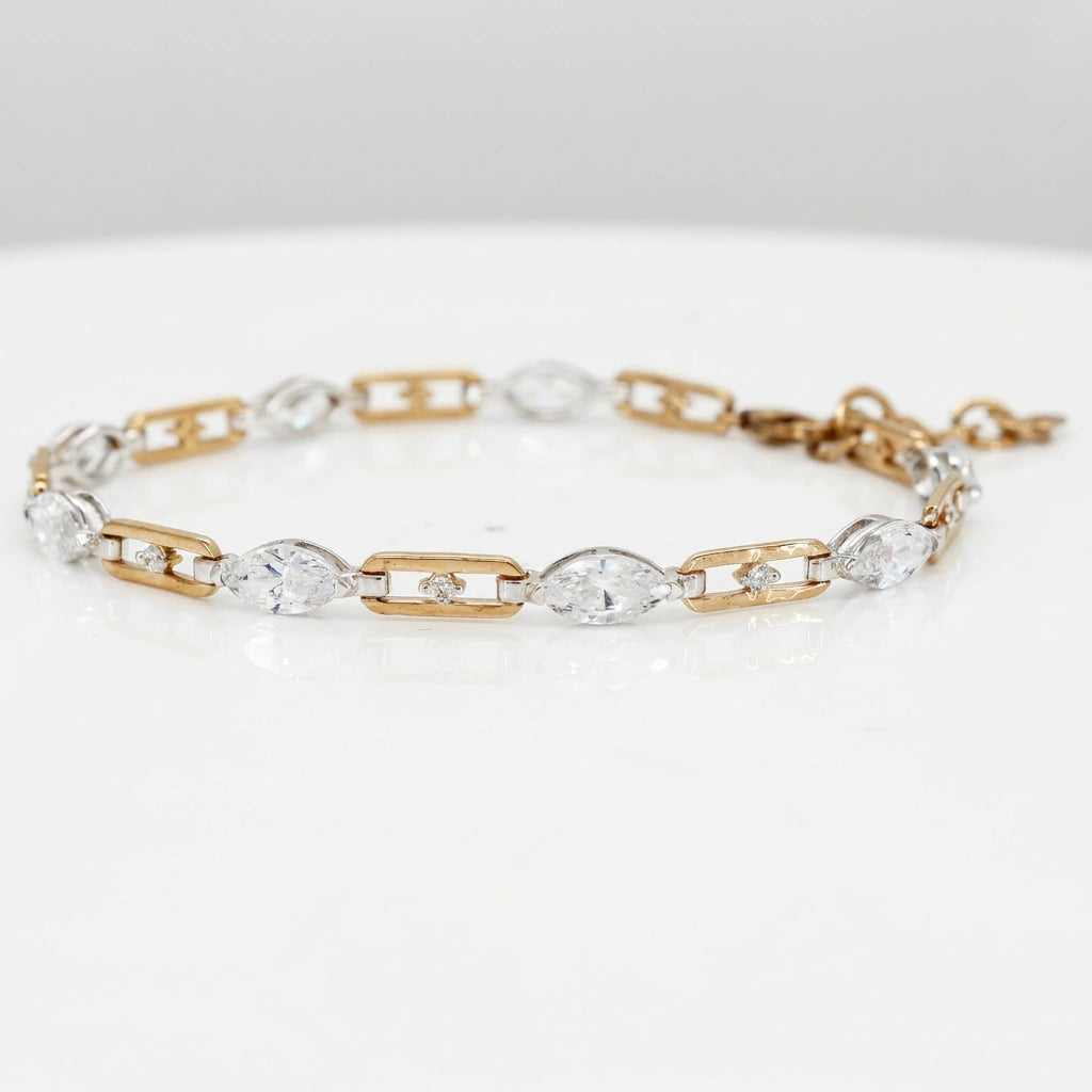 Gold Marquise Link Bracelet