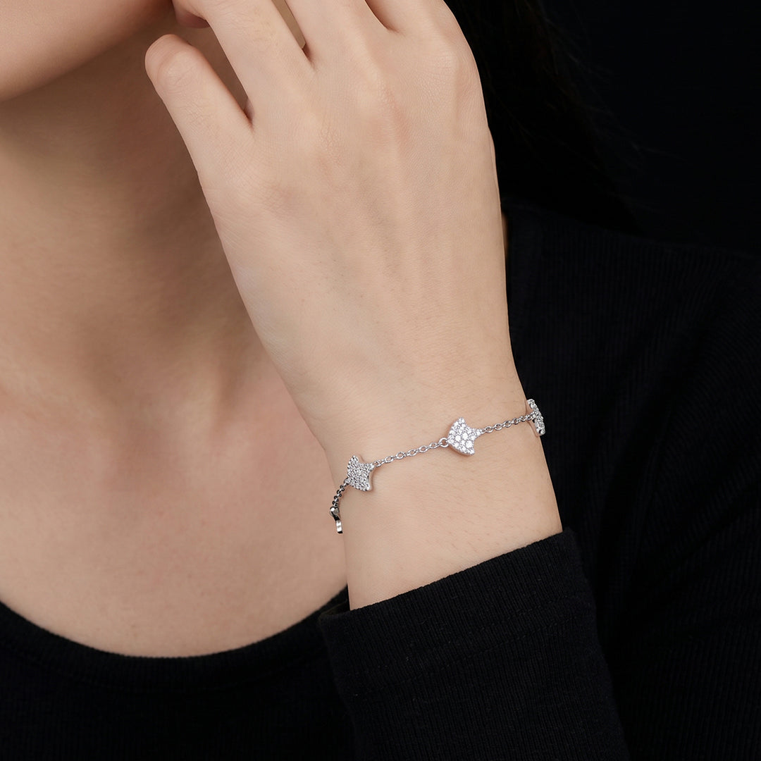 Silver Clover Link Bracelet