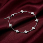 Silver Clover Link Bracelet