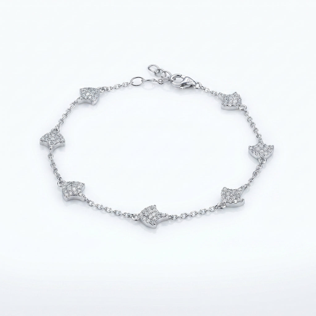 Silver Clover Link Bracelet
