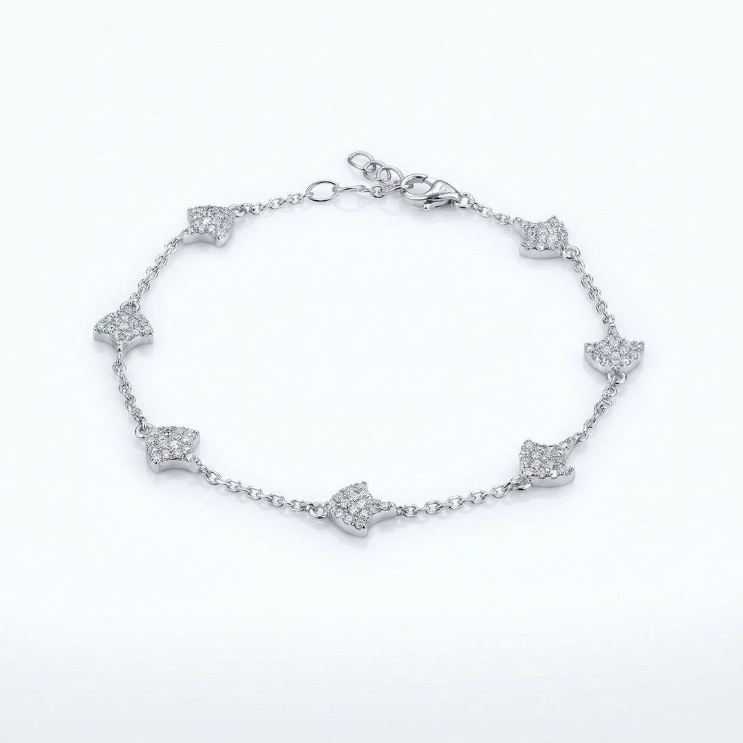 Silver Clover Link Bracelet