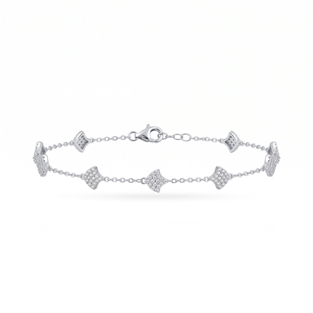 Silver Clover Link Bracelet
