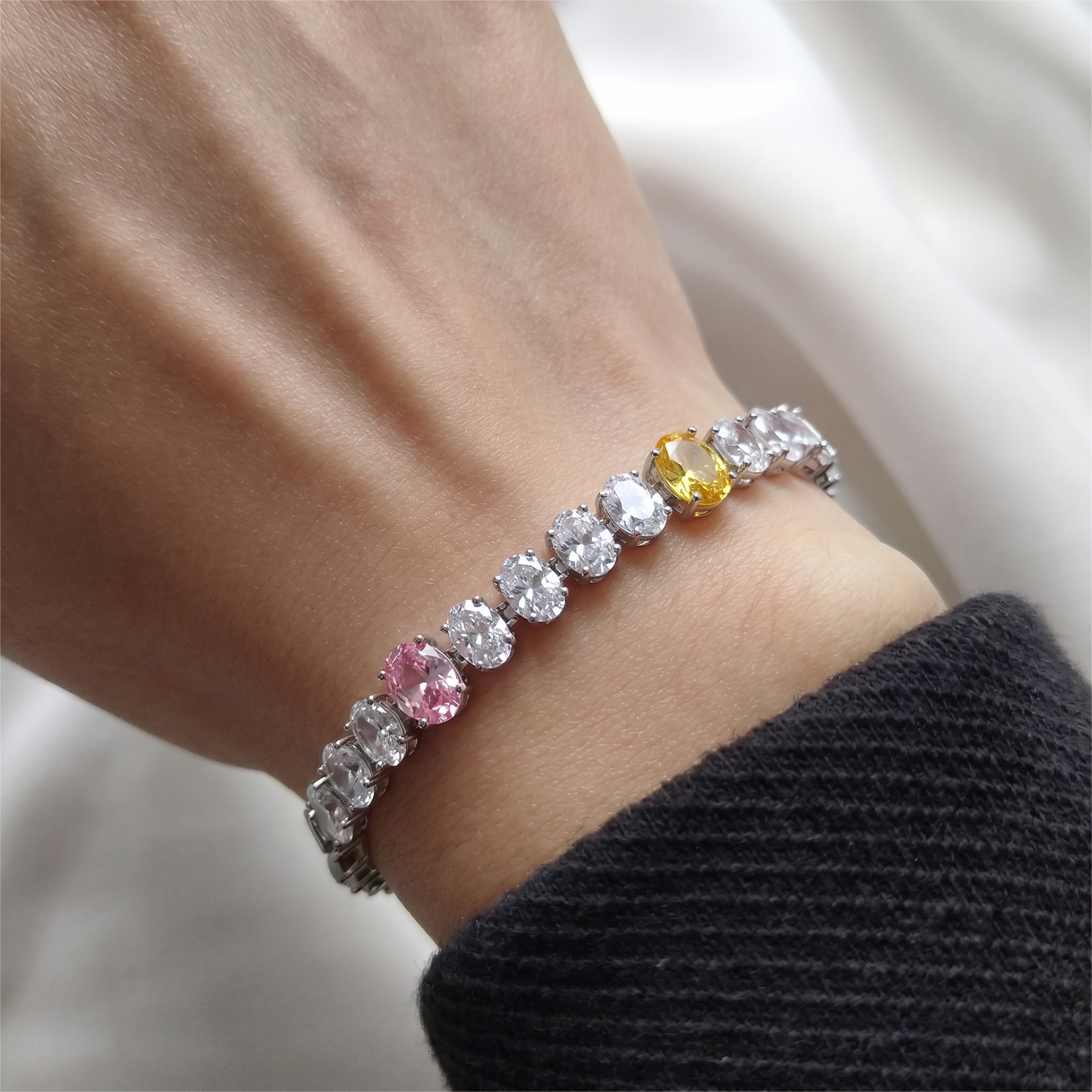 Silver Dual Tone Tennis Bracelet