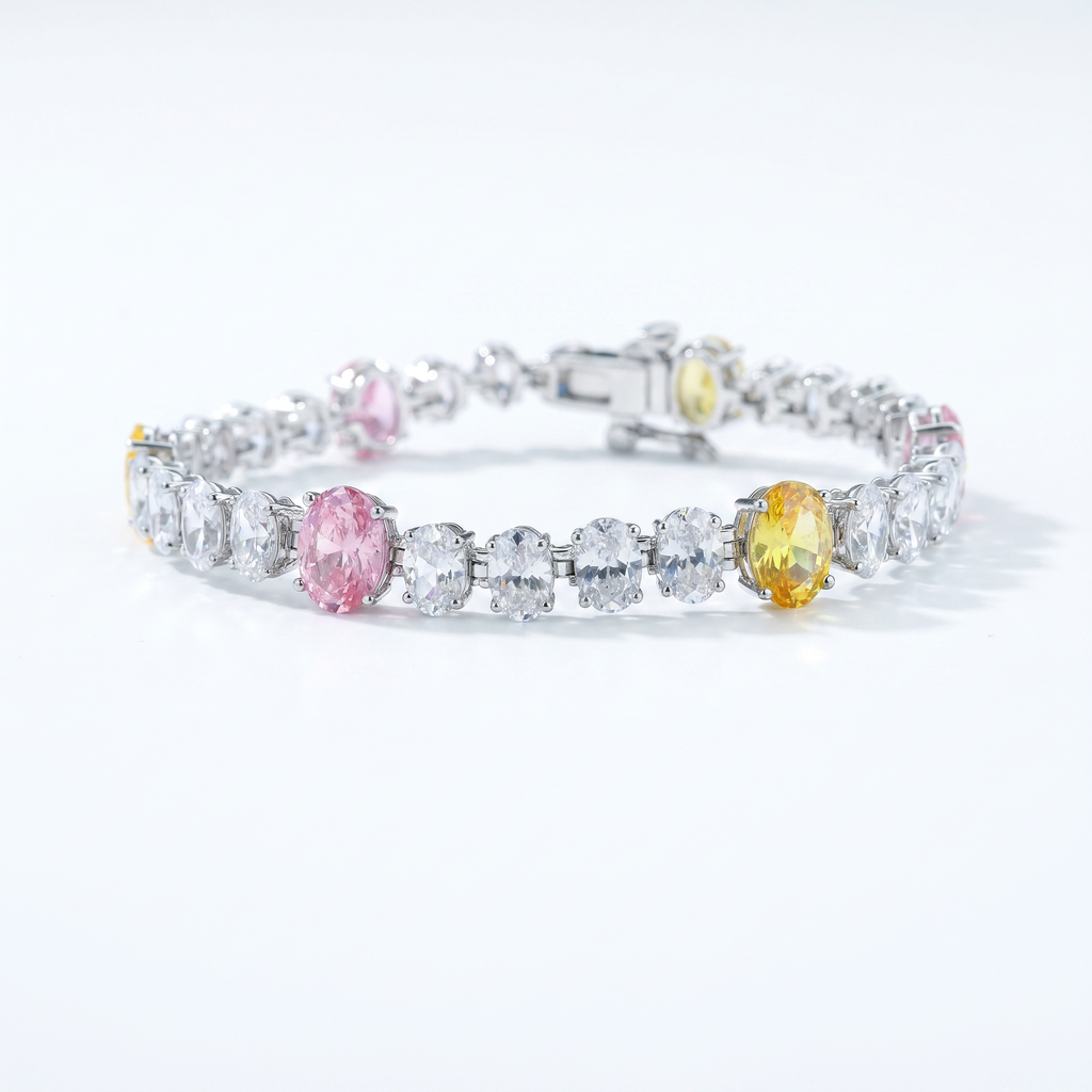 Silver Dual Tone Tennis Bracelet