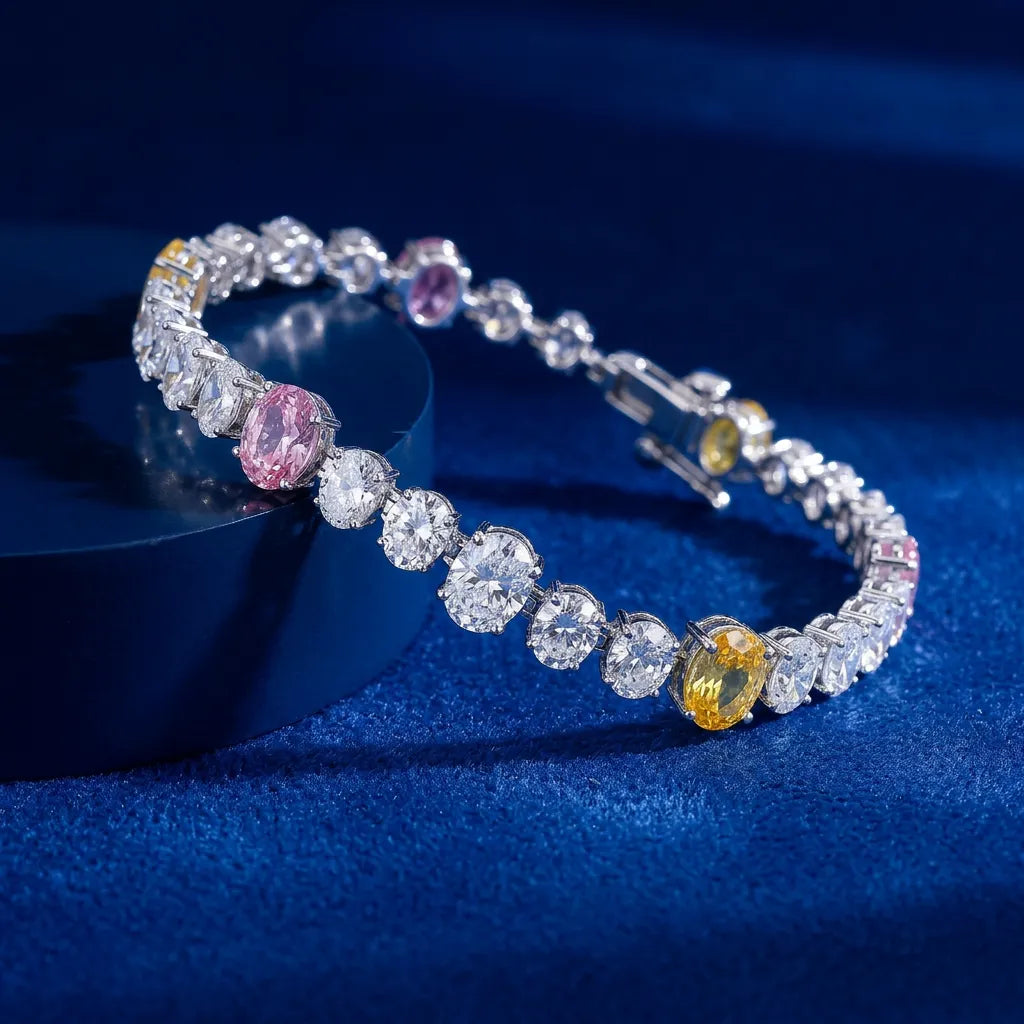 Silver Dual Tone Tennis Bracelet